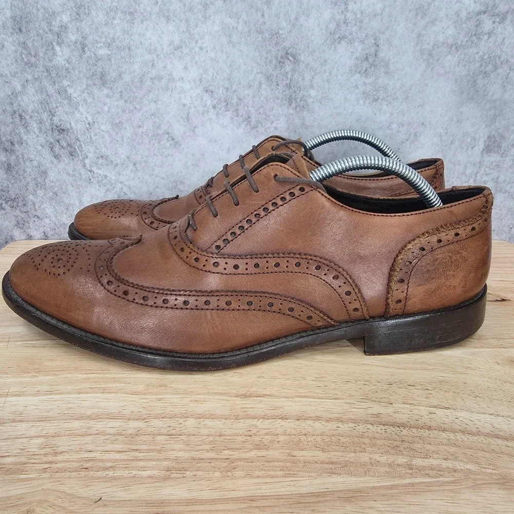 To Boot‎ New York Adam Derrick Oxford Shoes Mens 10 Brown Leather Wingtip Italy